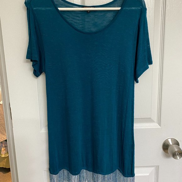 New Copper Key Semi sheer Pullover-Beaded Bottom-Sz Lg - Picture 1 of 11